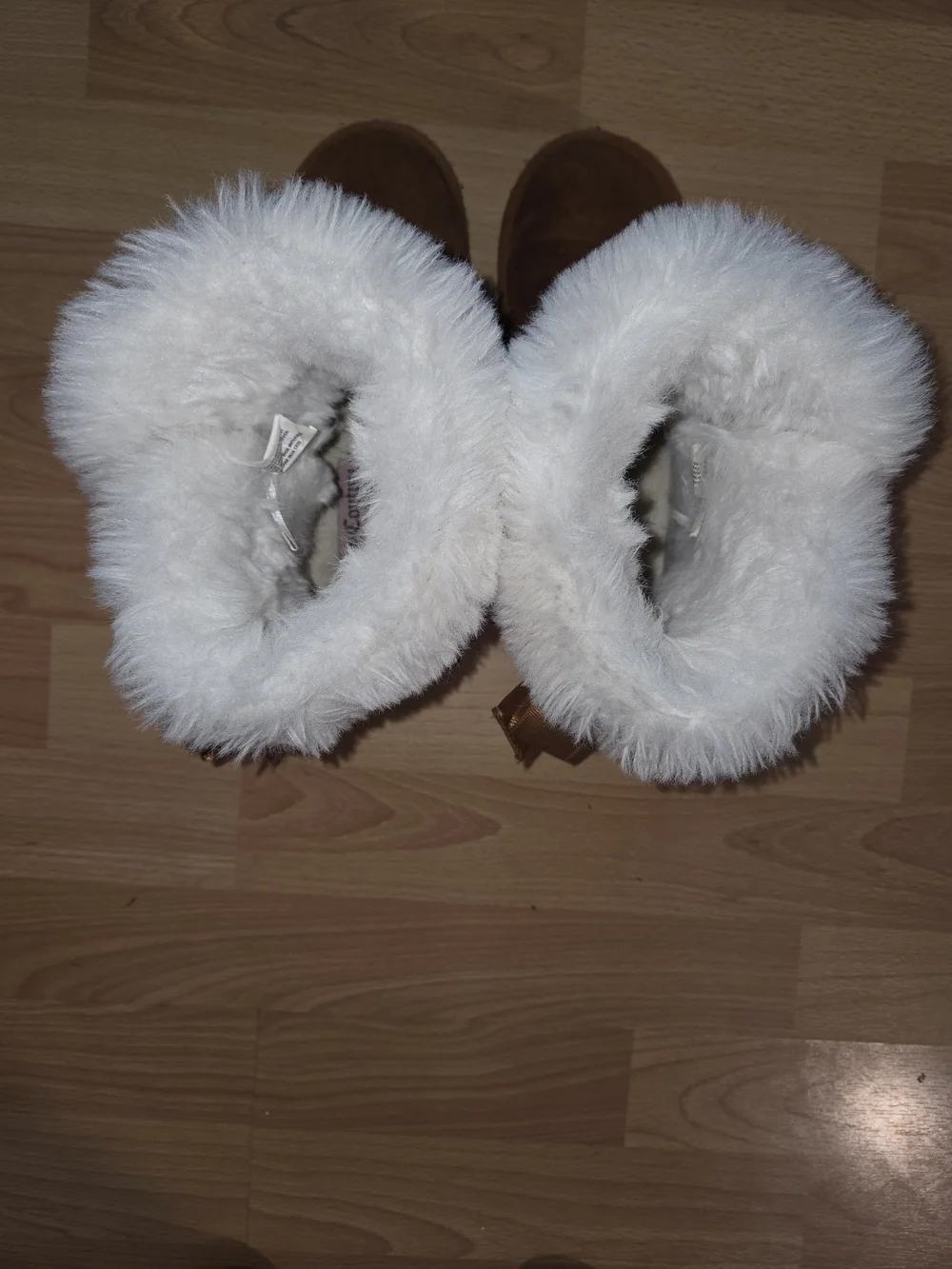 Juicy Couture Tan Shearling-Trim Bow Boots